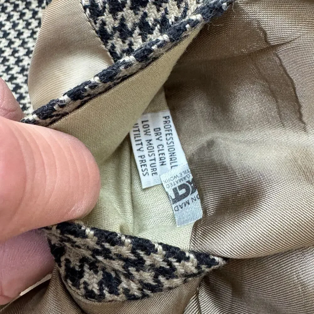 Vintage Mens Hugo Boss Brown Houndstooth Sport Coat Blazer Suit Jacket 38R USA